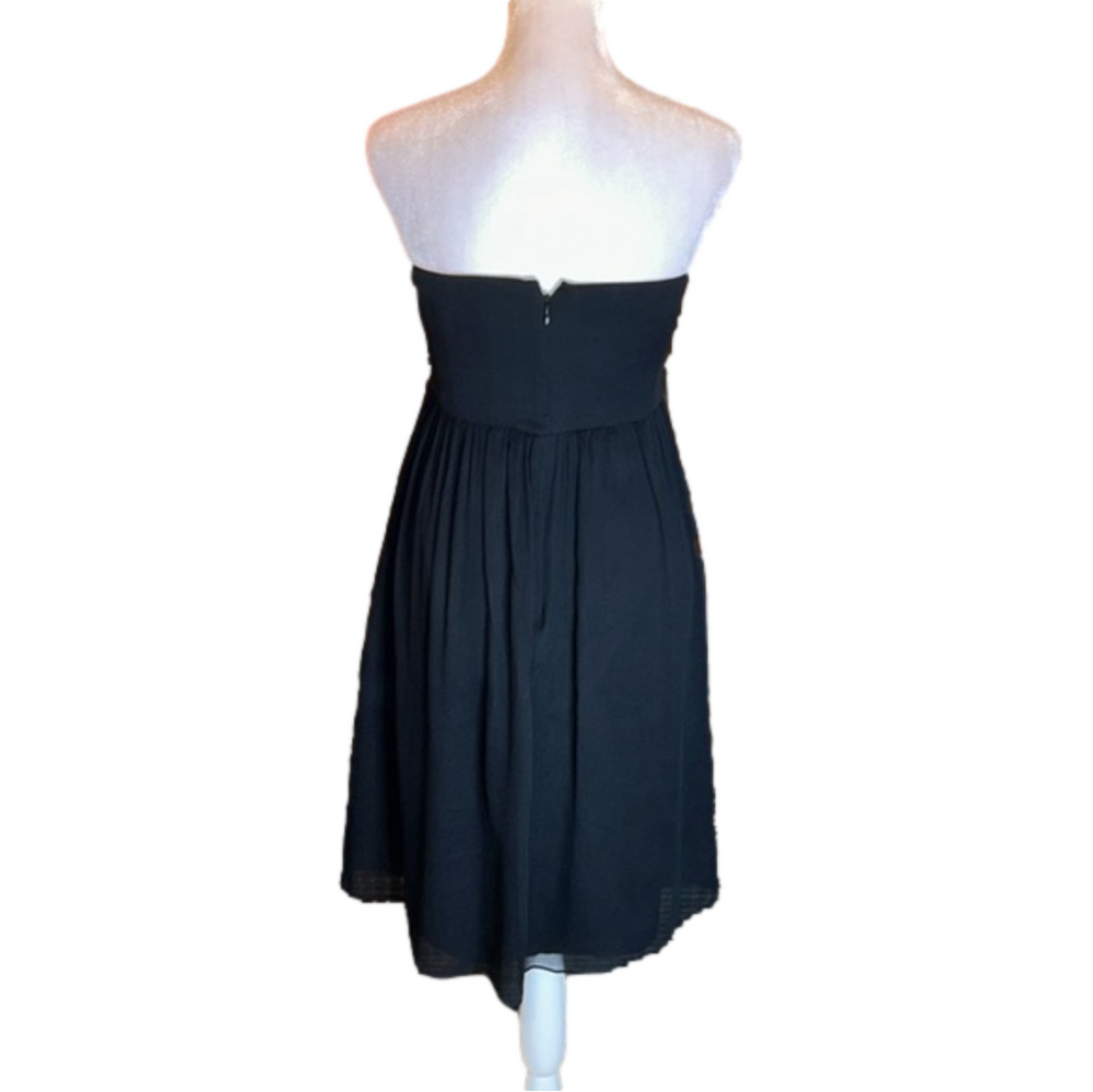 J. CREW 100% Silk Black Chiffon Strapless “Taryn” Dress Size 2 - Picture 5 of 8